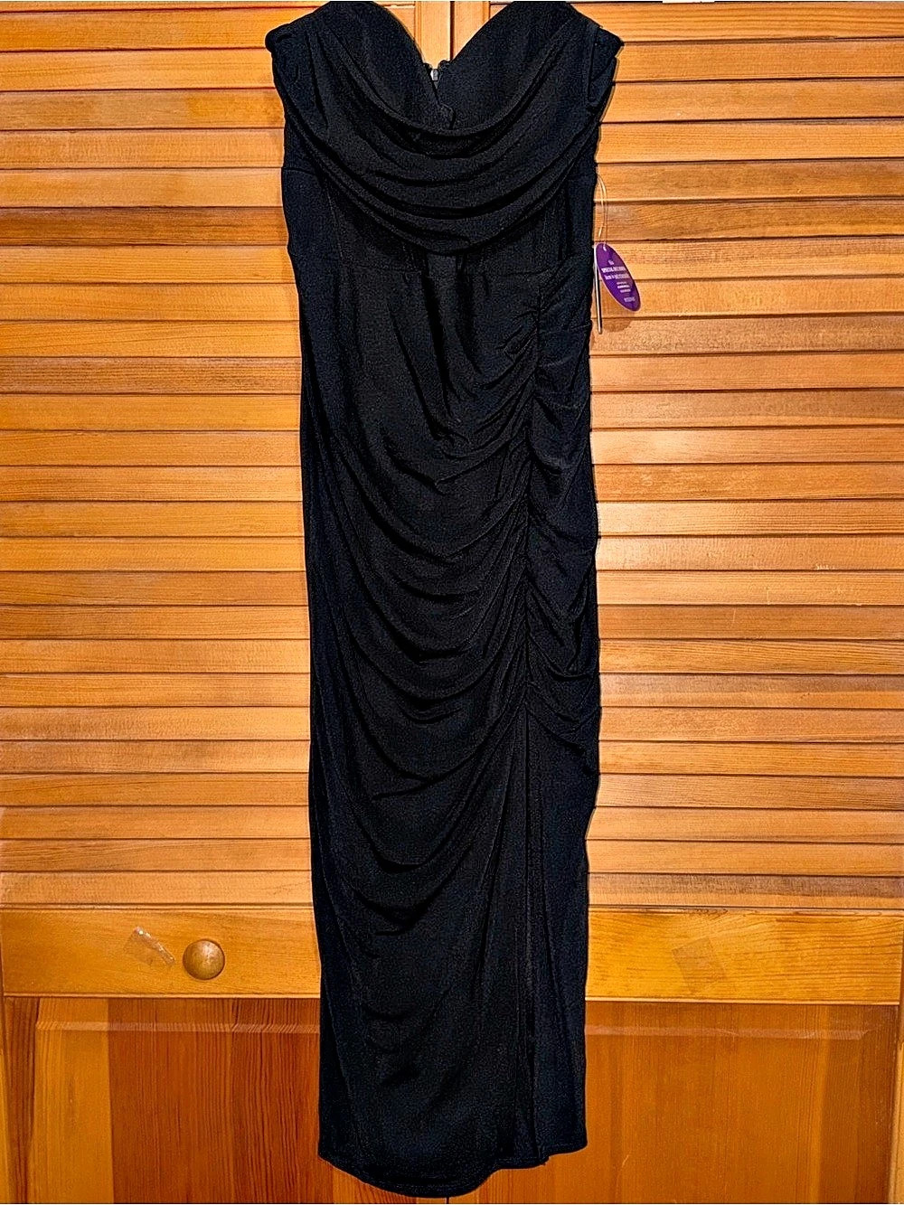 Windsor ED4349 Draped Maxi Dress in Black Size Small NWT